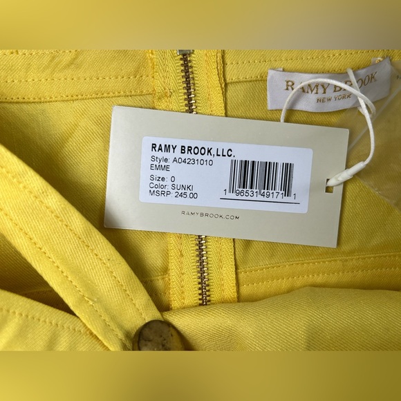 RAMY BROOK women’s size 0 emme linen blend crop top in yellow new with tags - Picture 4 of 7